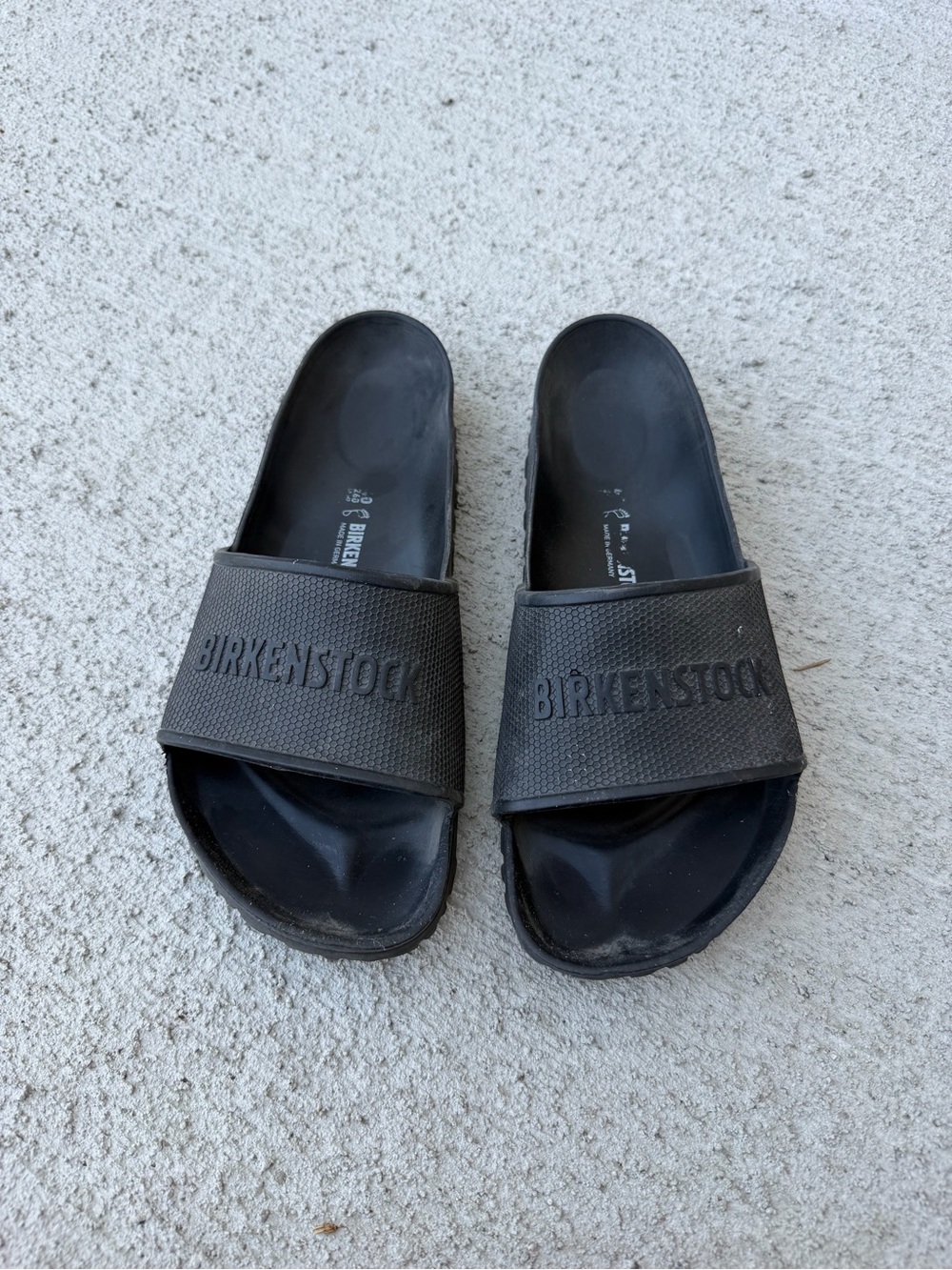 Birkenstock Barbados Black Slide Sandals with Embossed Logo